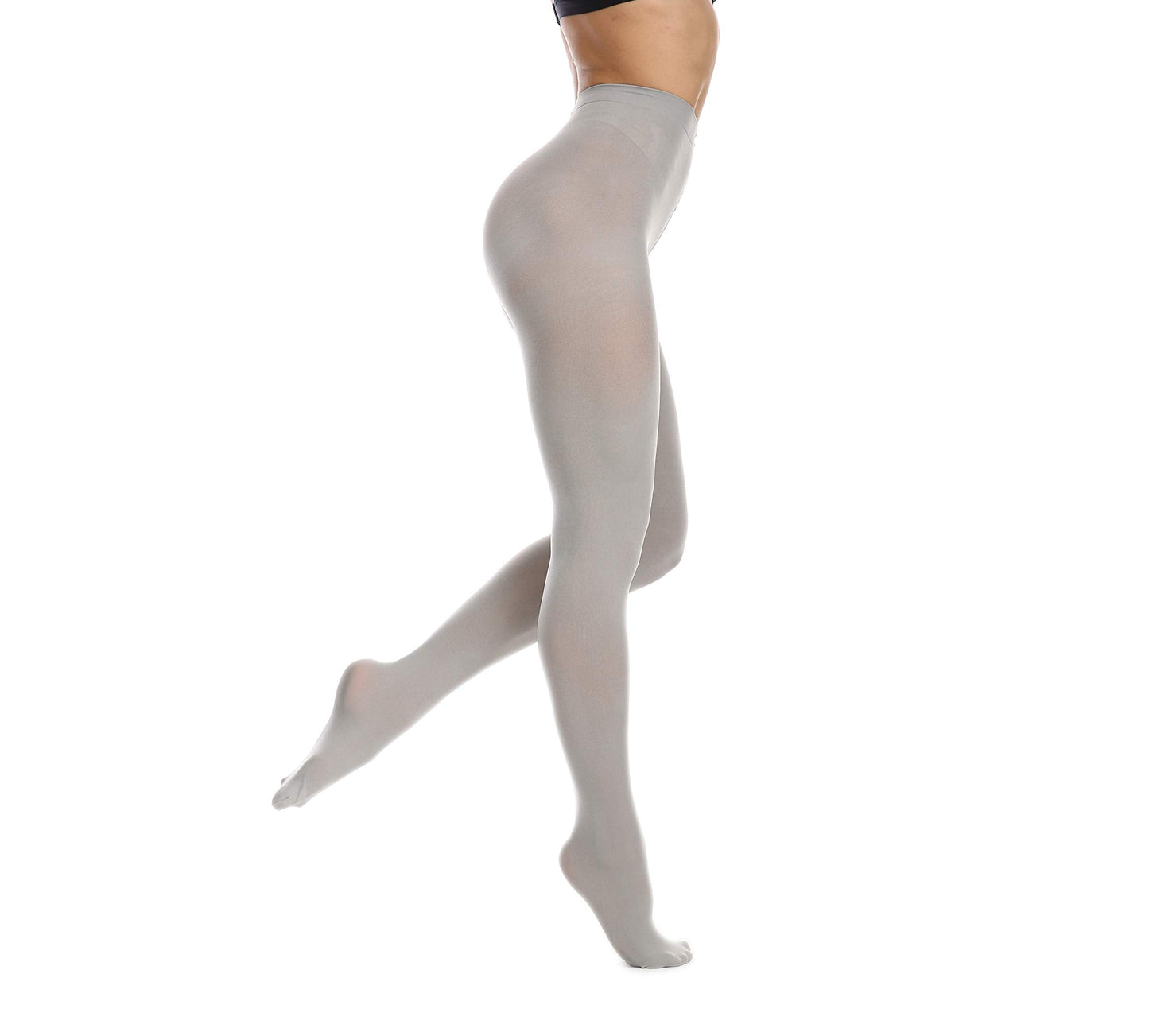 Frola Women's 80 Denier Soft Semi Opaque Solid Color Footed Pantyhose Tights((Small-Medium,Gray)