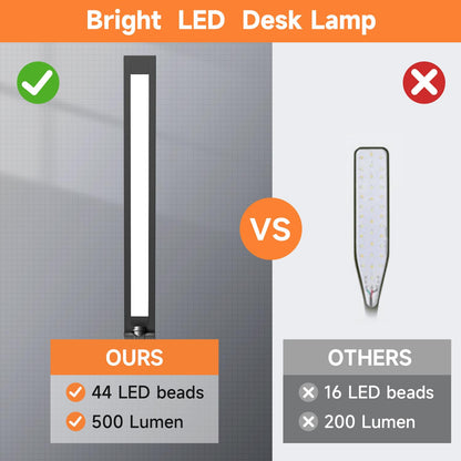 One Fire LED Desk Lamp,15 Modes Desk Light,500 Lumen Dimmable Desk Lamps, Adjustable Office Black Desk Lamps for Study Lamp, for Bedside Table