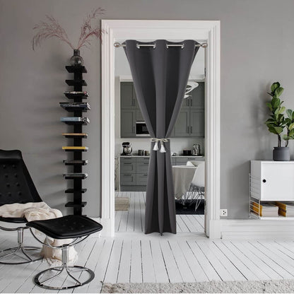 Joydeco Door Curtain for Closet Doors 78 Inches Long 1 Panel, Blackout Doorway Curtain for Open Closet Bedroom, Room Divider for Privacy (Grey, 40Wx78L)