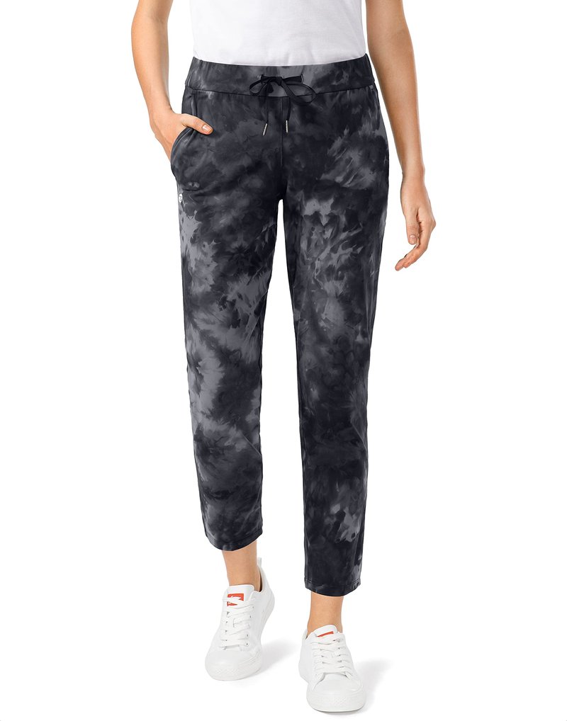 G Gradual Women's Pants with Deep Pockets 7/8 Stretch Sweatpants for Women Athletic, Golf, Lounge, Work (Black Tie Dye, X-Small)