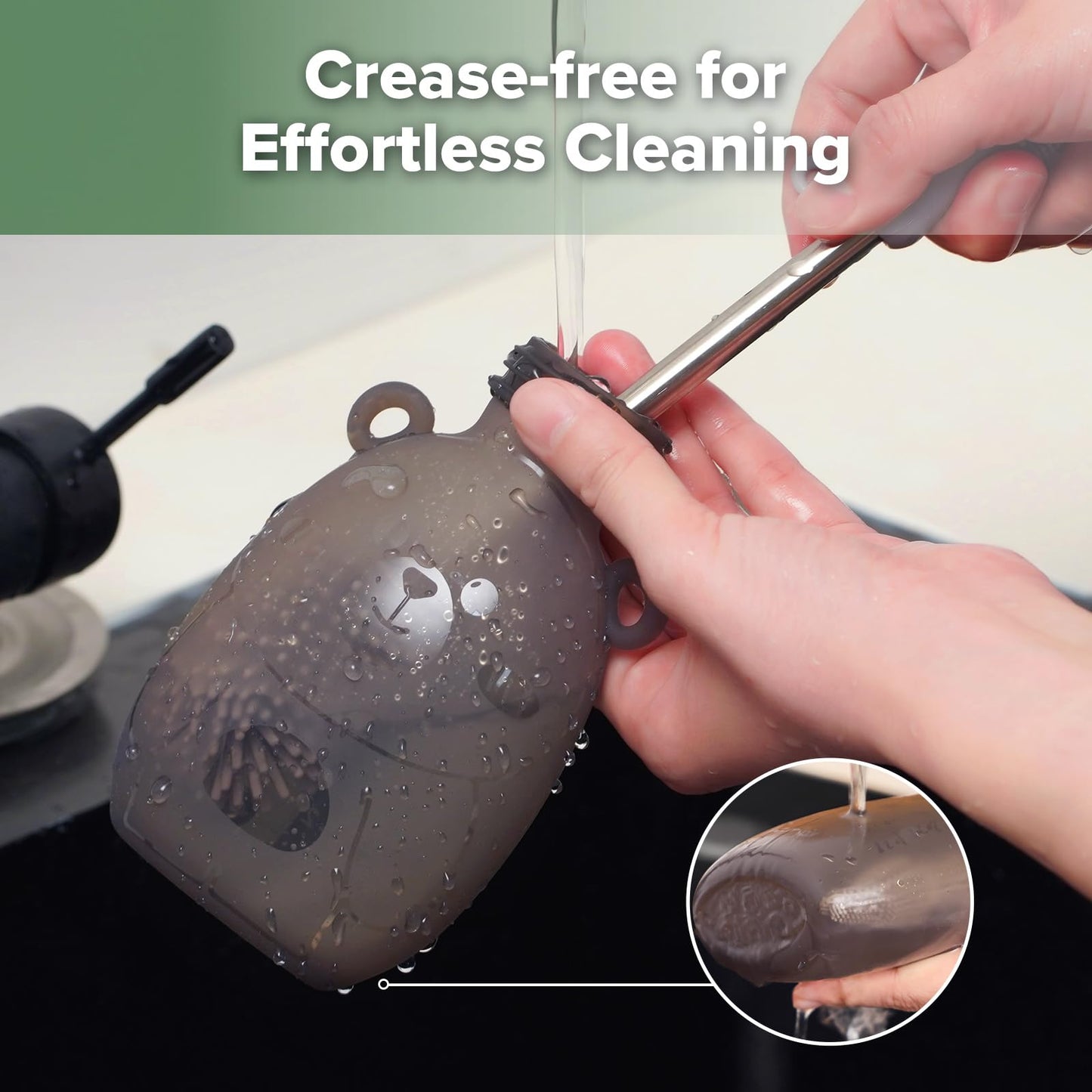 haakaa Happii Bear Silicone Goody Pouch,Reusable Baby Food Pouches for Homemade Organic Purees, Juices, Smoothies, and Yogurt - Perfect for Toddlers and Kids - 2 Pack, 6oz