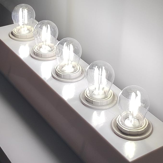 25-Pack LED S14 Bulbs 2W String Light Replacement Bulbs, Shatterproof Outdoor 20 Watt Equivalent 5000K Daylight S14 Light Bulbs for Patio Garden, Clear Plastic Cover E26 Base, Non-Dimmable