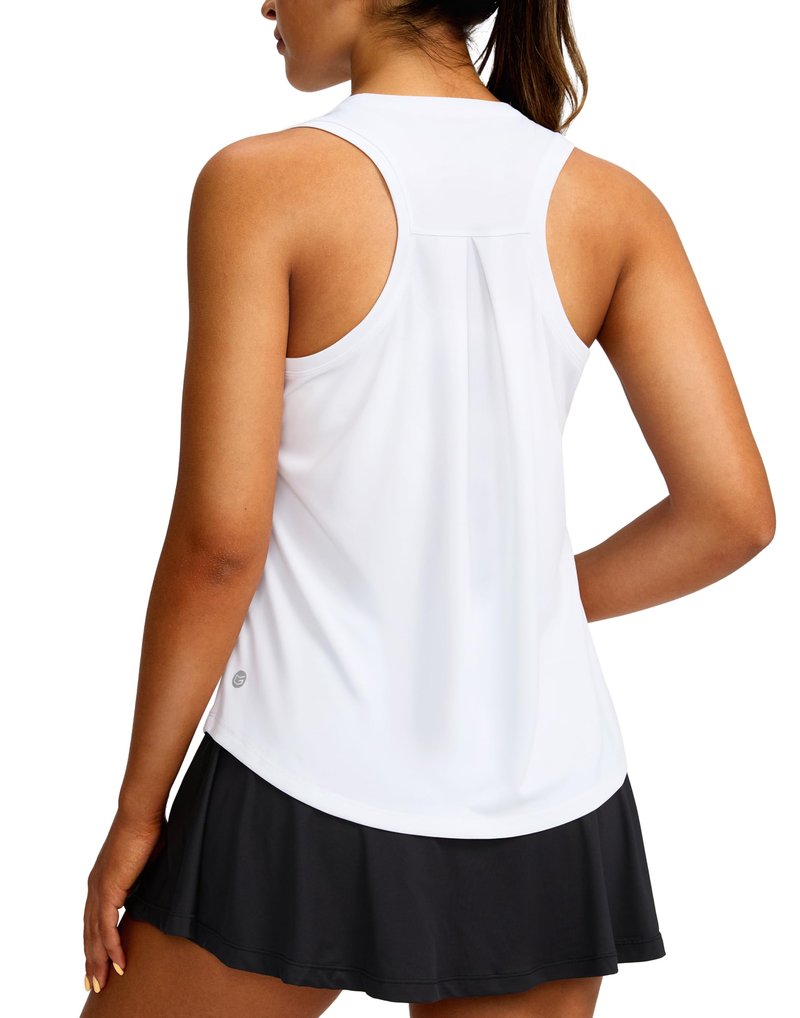Women's Workout Tops Racerback Athletic Tank Tops Sleeveless Loose Fit Yoga Running Gym Shirts for Women(White,L)