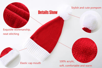 LMLALML Santa Hats for Kids Christmas Hats Elegant Knitted Warm Funny Beanie for New Year Festive Holiday Party