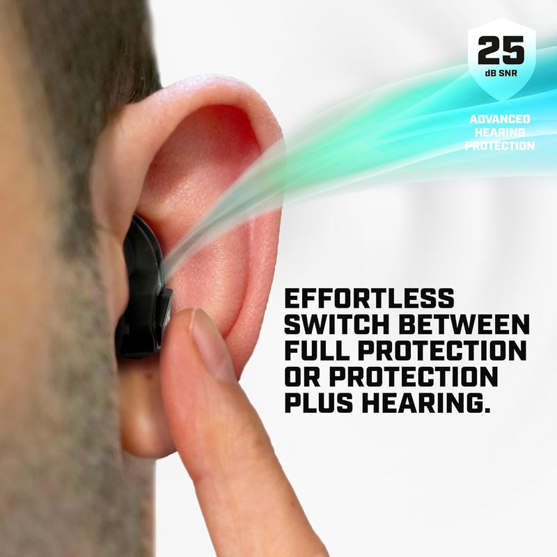 AXIL X30i Noise Reduction Ear Plugs - Hear-Through Mode Hearing Protection for Concerts & Sports - 25dB Reusable Foam & Silicone Eartips | Black