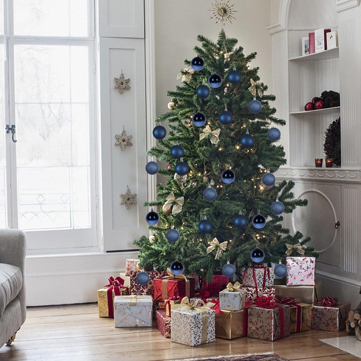 30ct Halloween Ball Ornaments, 2.36" Shatterproof Halloween Tree Decorations, Perfect Hanging Ball for Indoor/Outdoor Holiday Party Decor (Dark Blue)