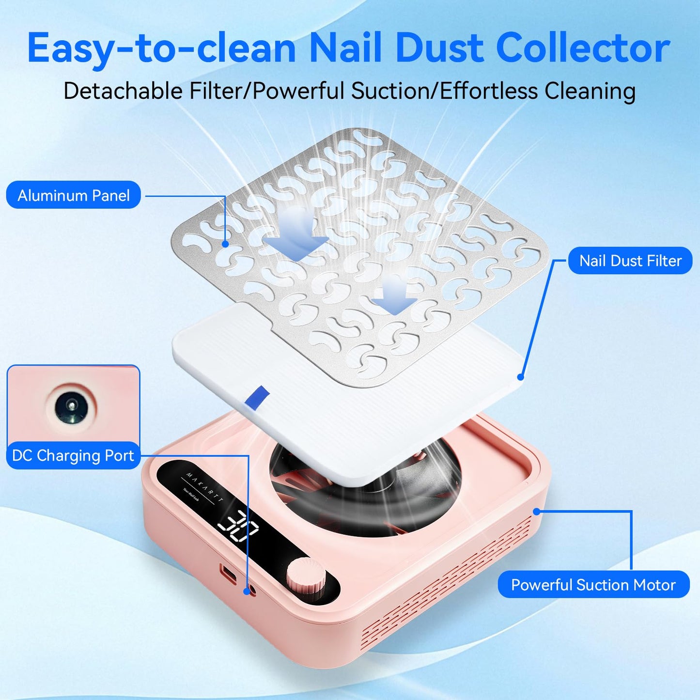 Makartt Nail Drill - Portable Electric Nail File Machine Geneviere E File Pink JD700 Professional 30000RPM Manicure Drill for Acrylic Nails Poly Nail Gel Polish Beauty Gift