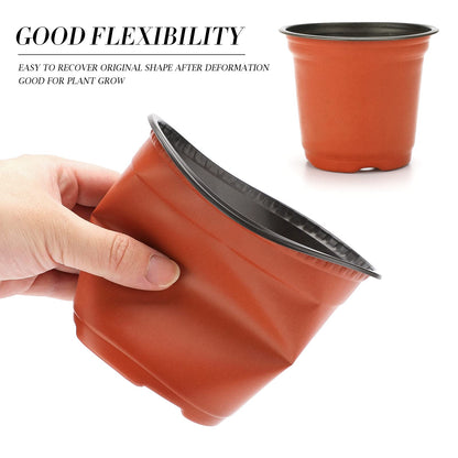 KINGLAKE 50Pcs Plastic Plant Pots 15 cm Nursery Seedlings Pots Seed Starting Pots Flower Plant Container