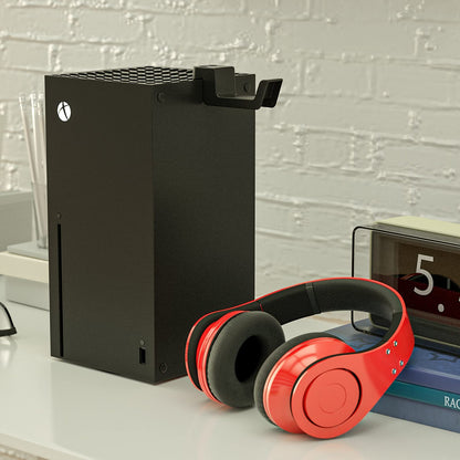 ECHZOVE Headphone Stand for Xbox Series X | Space-Saving Headset Holder/Mount with Non-Slip Clips | Series X Console Design Matching Accessory (Black)