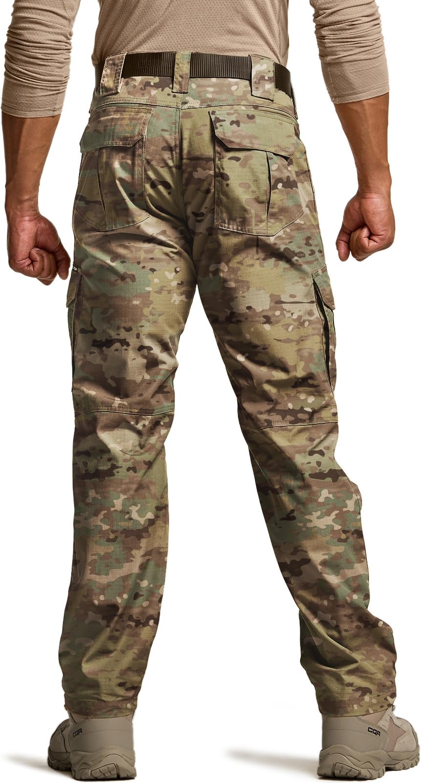 CQR Men's Tactical Pants, Water Resistant Ripstop Cargo Pants, Lightweight EDC Work Hiking Pants, Outdoor Apparel, Duratex Mag Pocket Utility Camo, 30W x 30L