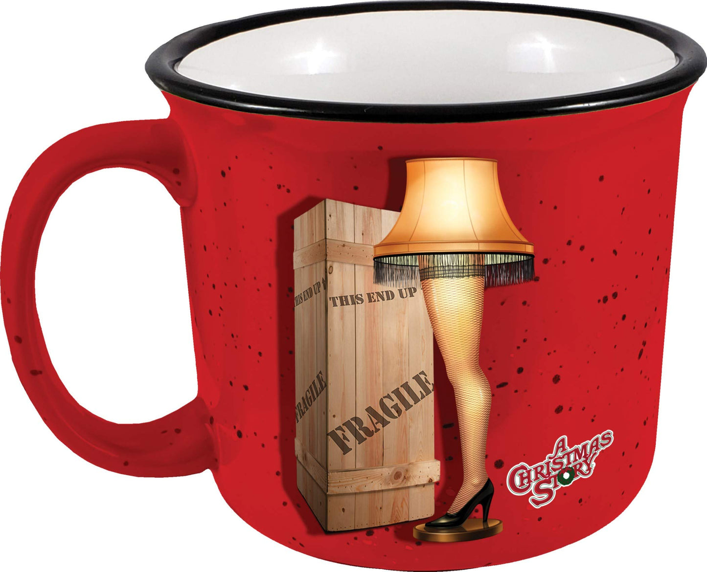 Spoontiques A Christmas Story Ceramic Camper Mug, 14oz - Microwave & Dishwasher Safe, for Cold & Hot Beverages - Leg Lamp