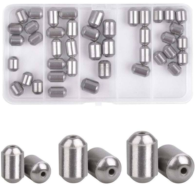 Fishing Weights Egg Sinkers Kit,42pcs Lead Free Fishing Weights Slip Sinkers for Fishing Lines Steel Barrel Weights for Freshwater Saltwater Bass Trout Walleye Fishing