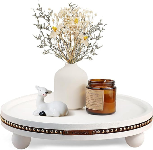 Decor Decorative Round Tray 11.81in for Home Decor for Coffee Table Farmhouse Kitchen Table Living Room Bathroom Centerpiece Tray Decor