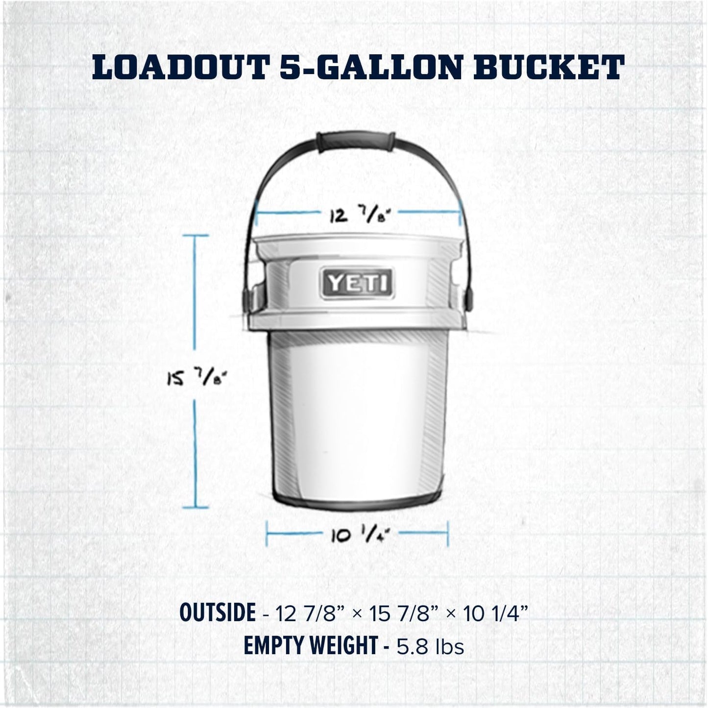 YETI Loadout 5-Gallon Bucket, Impact Resistant Fishing/Utility Bucket, Royal Blue