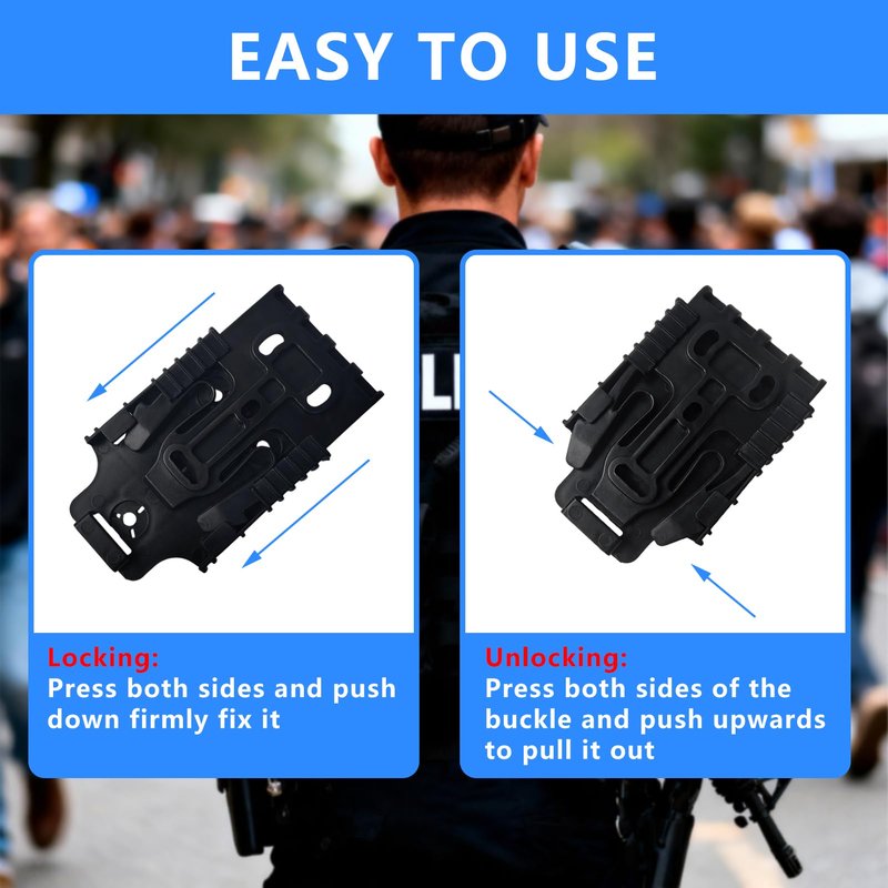 LAFENLIN Quick-Lock System 2-Pack for Tactical Holsters [Secure & Fast Swap] - A Few Seconds Detach Mount for Police, Security & Range Shooters, Fits Duty Belts & Thigh Rigs (Black)