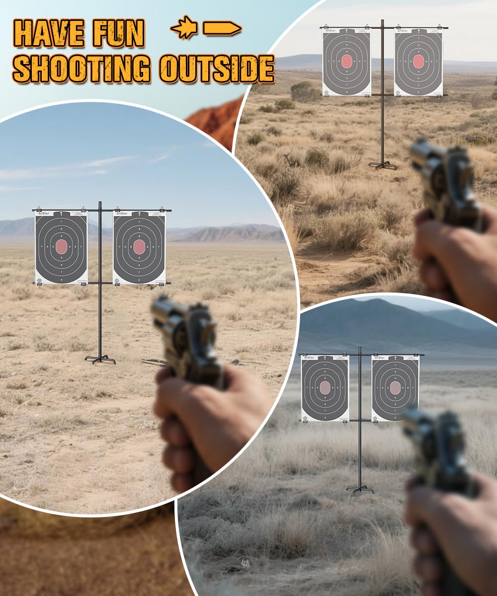 Ardier Adjustable Shooting Target Stand with 5-Prong Base, Portable Target Steel Holder for Firearms, BB Guns, Airsoft and Rifle Practice, Hunting & Shooting Accessory for Outdoor Range (No Paper)
