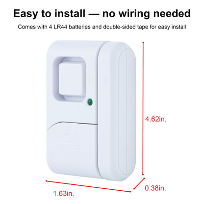 GE Personal Security Window and Door Alarm, 4 Pack, DIY Protection, Burglar Alert, Wireless Chime/Alarm, Easy Installation, Home Security, Ideal for Home, Garage, Apartment and More, White, 45174