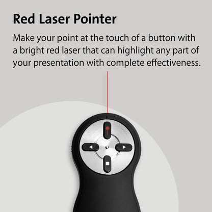 Kensington Wireless USB Powerpoint Presentation Clicker with Red Laser Pointer, Compatible with Windows & macOS - 20 m Range (K33374EUB)