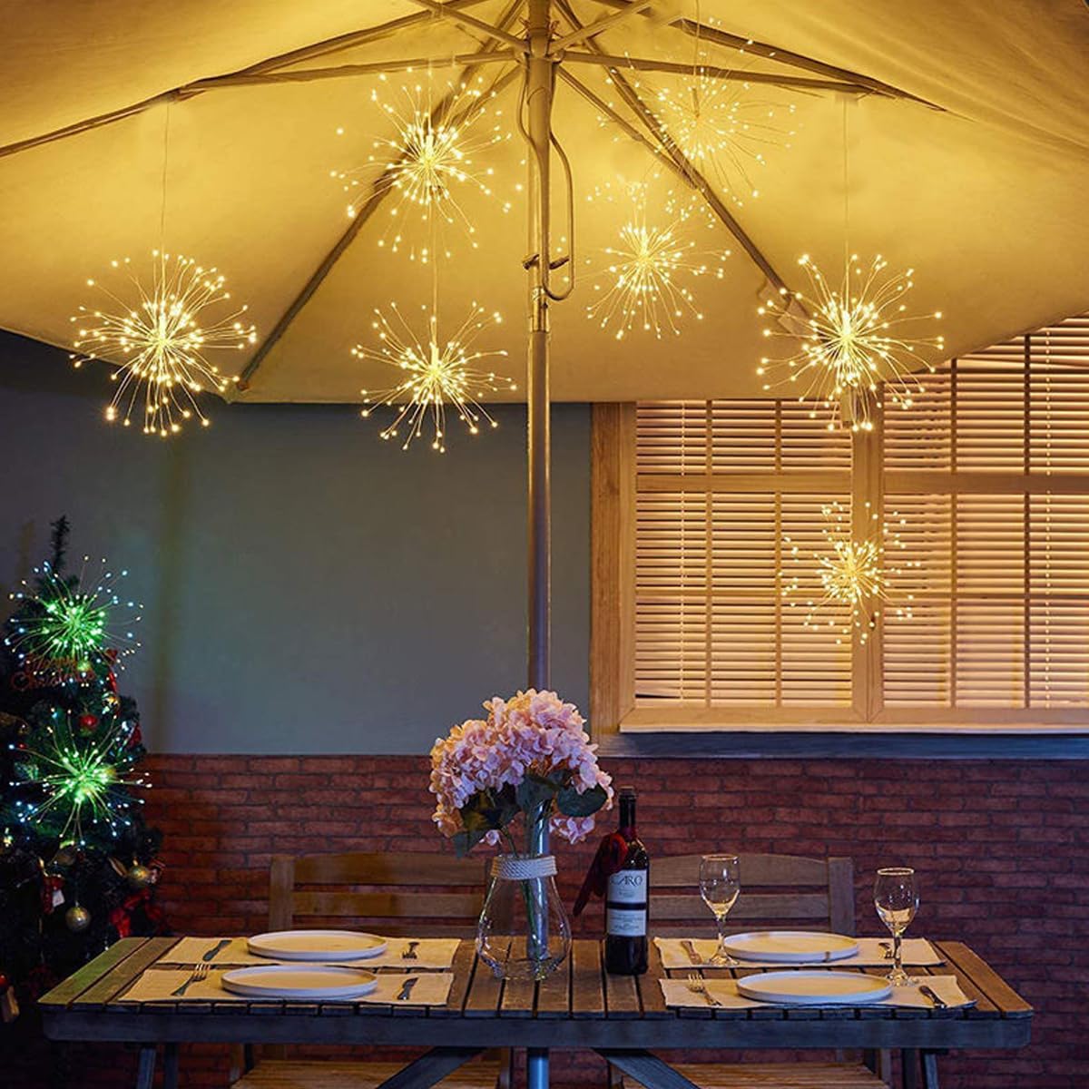 Dreamworth 10 Pcs Total 600 LED Firework Copper Wire Lights, Fairy Twinkle Lights Plug in String Lights 8 Modes Waterproof Starburst Lights for Christmas, Birthday, Bedroom, Corridor Patio, Wedding
