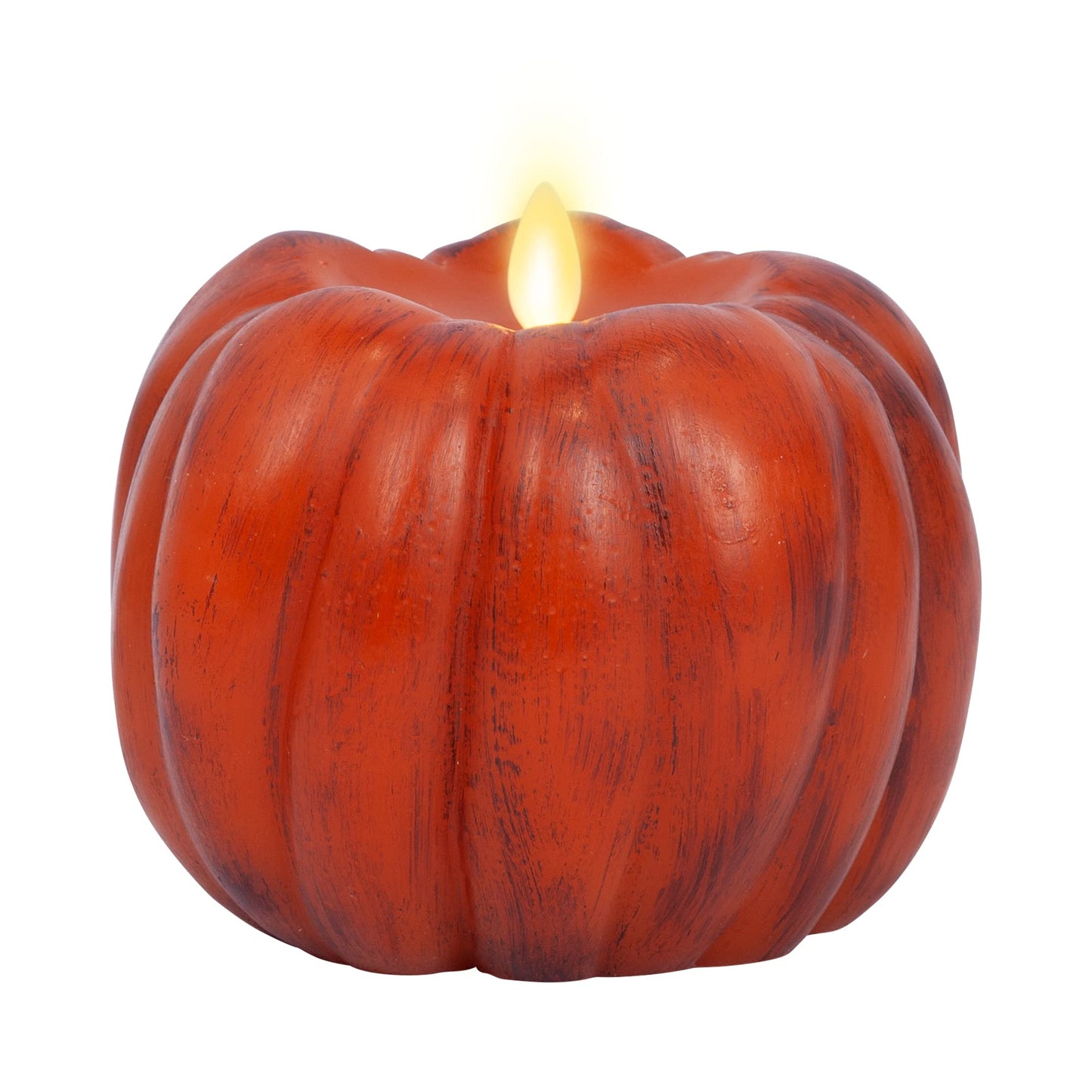 Luminara - Flameless Halloween LED Candle Battery Operated Moving Flame - Antique Orange Pumpkin - Pack of 1-5 x 4.5 - Unscented Indoor Use