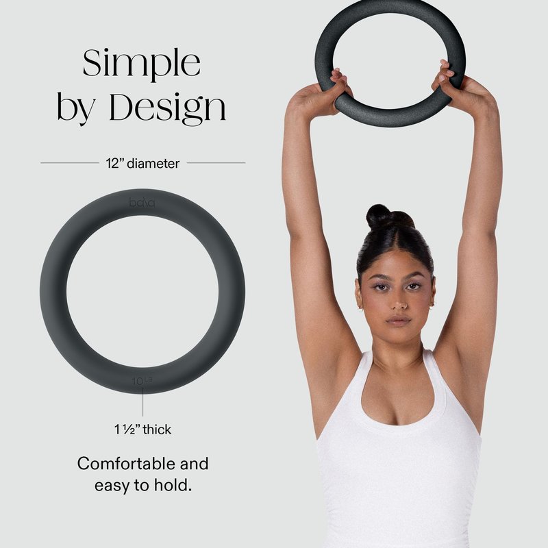 Bala Power Ring, 2-in-1 Kettlebell & Dumbbell, 10lb (Charcoal) - Full Body Home Gym Workout Equipment for Strength Training, HIIT, Pilates, & Aerobics Exercises - Fitness Equipment for Working Out