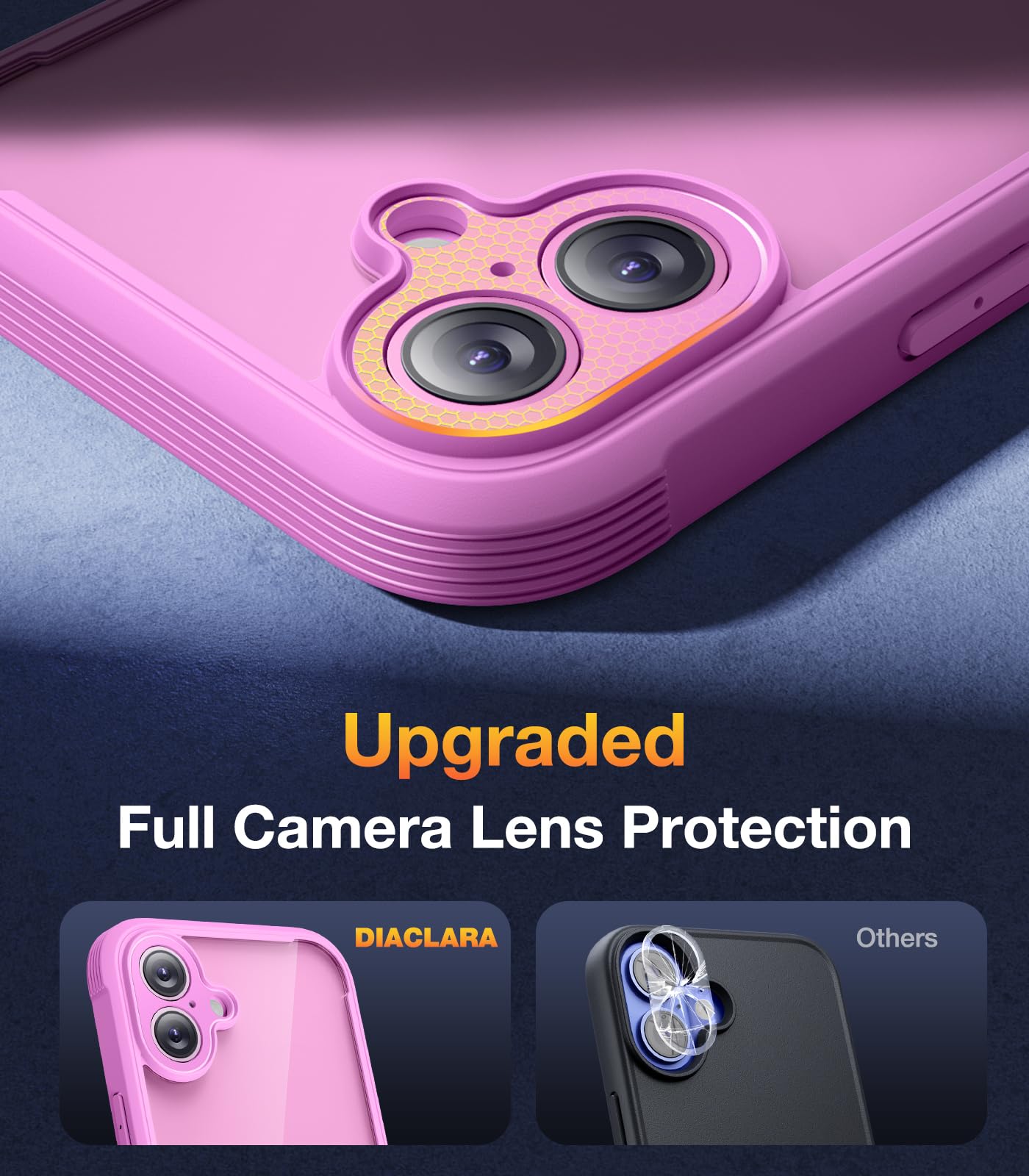 Diaclara Designed for iPhone 16 Case, Full Body Rugged Case with Built-in Touch Sensitive Anti-Scratch Screen Protector, Upgraded [Full Camera Protection] for iPhone 16 6.1" (Pink)