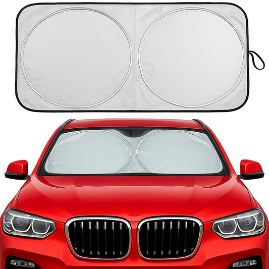 Car Windshield Sun Shade - Foldable Reflective Sun Visor for Cars, SUVs, Trucks, and Vehicles | Heat Blocking Sunshade to Keep Interior Cool | Summer Automotive Accessories