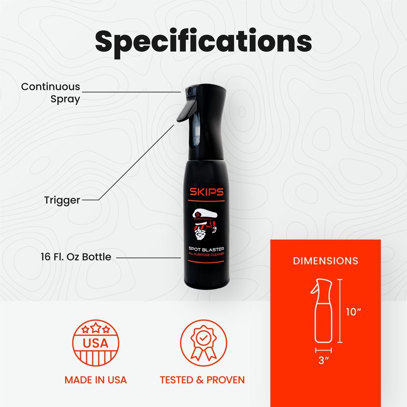 SKIPS All Purpose Boat Cleaner: Premium Boat Cleaner for Spots, Spills & Cool-Touch Fabrics – Gentle Stain Remover for Vinyl, Leather & All Boat Surfaces - 16 oz Pressurized Continous Spray Bottle
