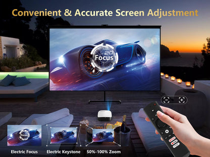 GooDee Smart 4K Projector with 5G WIFI and Bluetooth, Netflix/Amazn Prime Video Certified, Dolby Audio, Outdoor Projector, 400" Zoom Home Theater Projector Compatible with TV Stick,iOS,Android