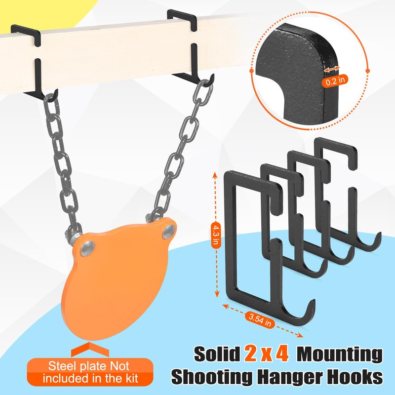 GADFISH 2 X 4 Steel Target Stand Brackets, Modular Shooting Target Hanger, Shooting Target Holders, Heavy Duty Y & T Brackets with 12 Hanger Hooks for DIY Shooting Outdoor Range(Only Brackets)
