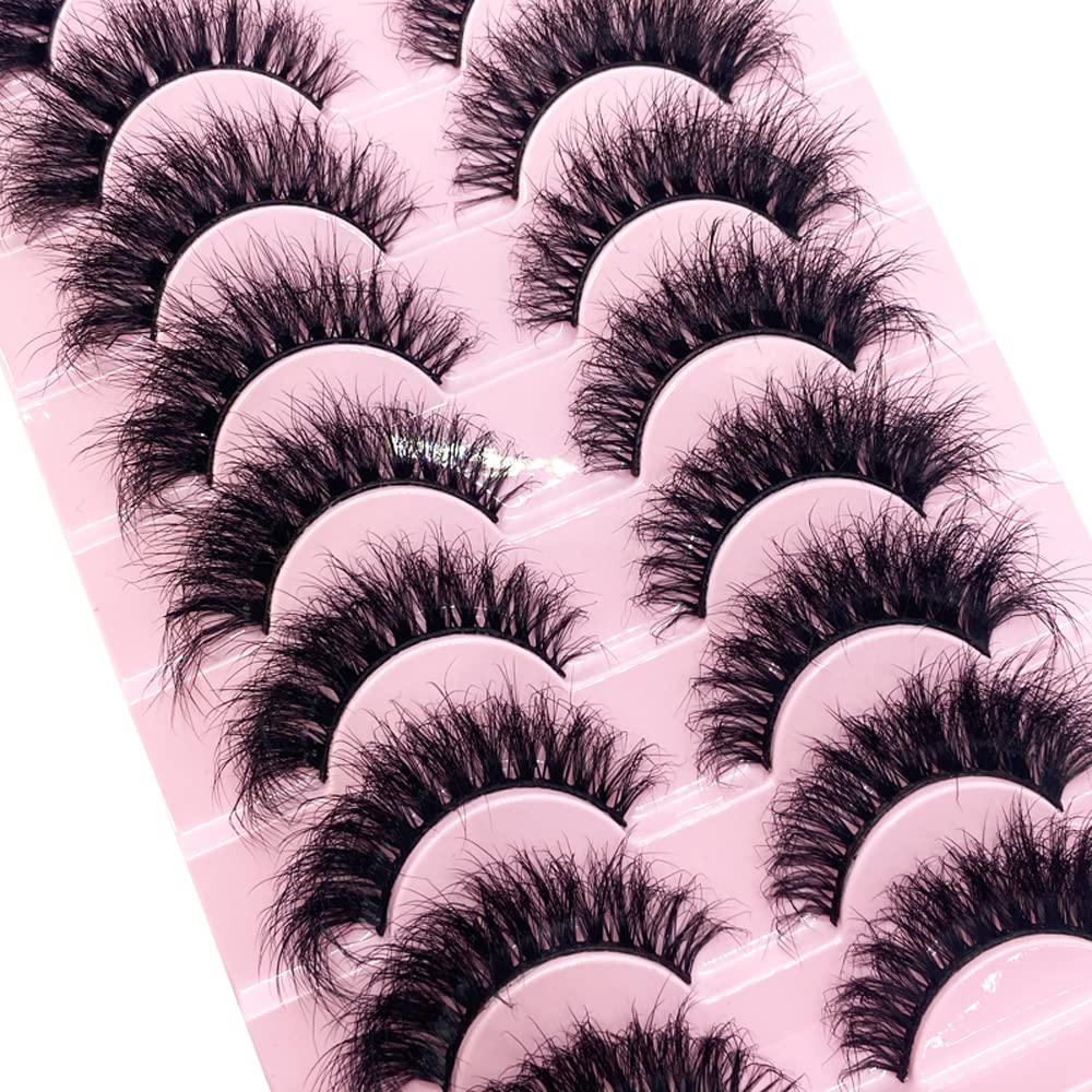 HBZGTLAD New 10 Pairs 3D Mink Lashes False Eyelashes Handmade Wispy Fluffy Long Lashes Natural Eye Makeup Tools Eye Lashes(M12)