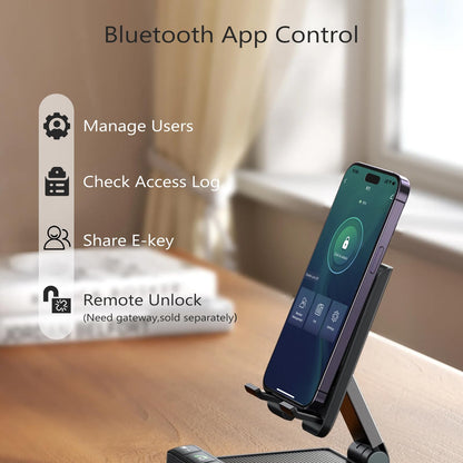 GeekTale Fingerprint Door Lock for Bedrooms, Fingerprint Door Knob with Lock, Smart Door Lock, App Control, Back-up Keys, Thumbprint Door Knob for Bedrooms, Office, Apartment