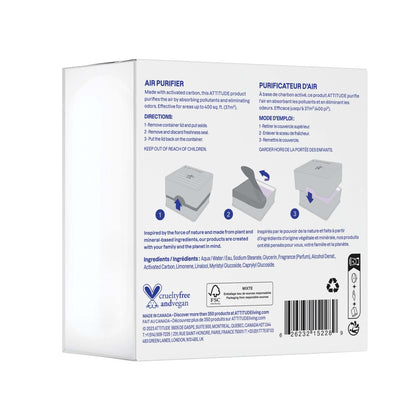 ATTITUDE Odor Eliminator with Activated Carbon, Plant-Based Air Purifier, Vegan, Lavender & Eucalyptus Scent, 8 Ounces