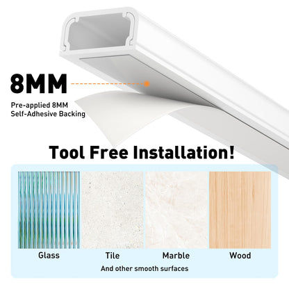 Delamu TV Cord Hider, 62.8in Cable Hider, Cord Covers for Wires on Wall, Wire Covers for 2-3 Cords, Wire Hiders for TV on Wall, Easier Setup Cable Cover Management, 4X L15.7 W0.94 H0.47in, White