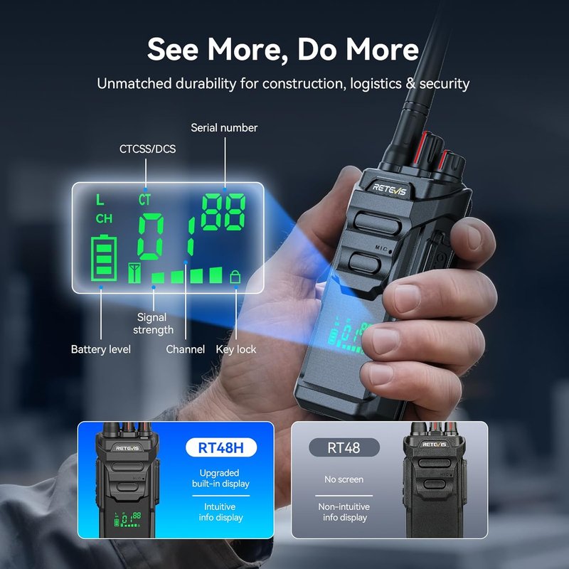 Retevis RT48H Waterproof Walkie Talkies - Rugged Long Range 2-Way Radio with Earpiece | 6-Pack
