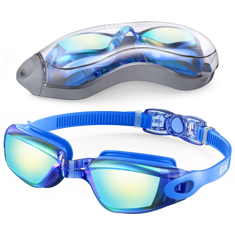 Aegend Swim Goggles, Swimming Goggles No Leaking Anti Fog UV Protection Triathlon Swim Goggles with Free Protection Case for Adult Men Women Youth Kids Child, 9 choices