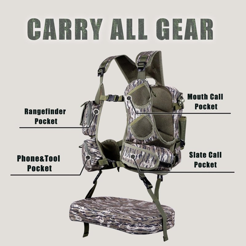 NatureBlend Turkey Vest with Seat Cushion, Adjustable Turkey Hunting Vest with Game Pouch, Hunting Clothes Vest for Men & Women, Turkey Hunting Accessories, Turkey Vest for Hunting