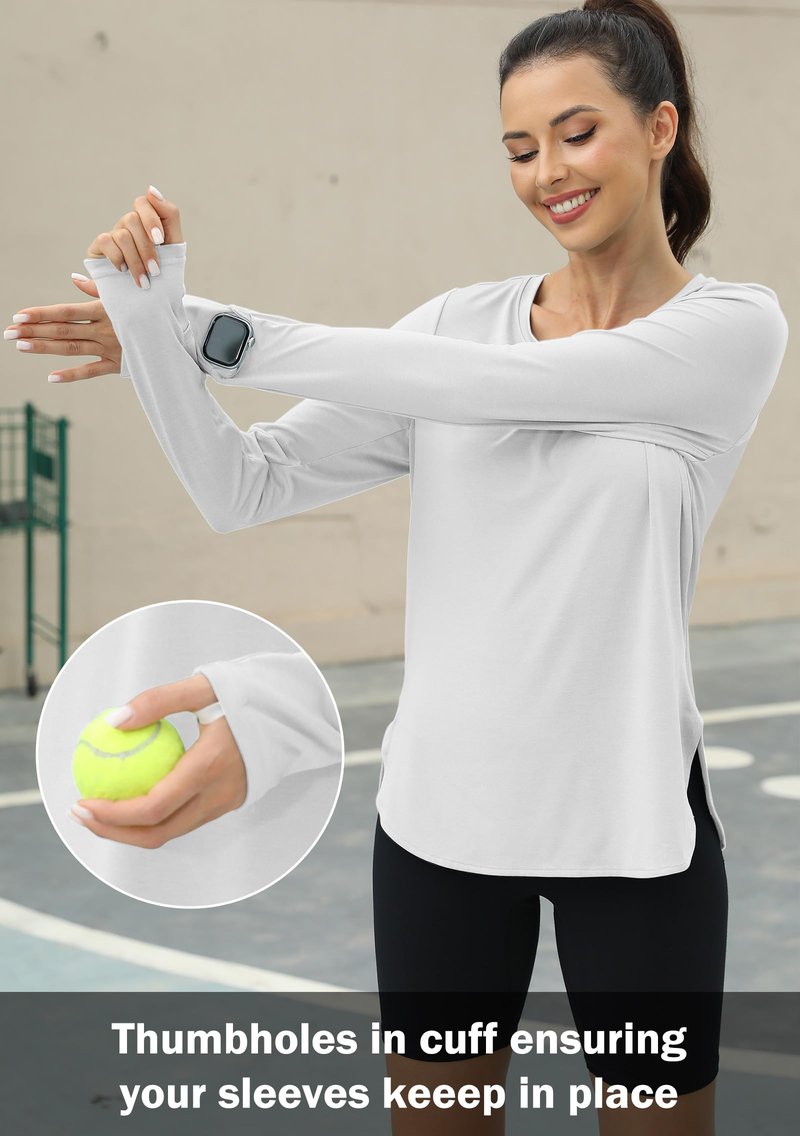 KevaMolly Workout Tops for Women Long Sleeve UPF 50+ UV Protection Sun Shirt Lightweight Quick Dry Rash Guard Hiking Shirts White S