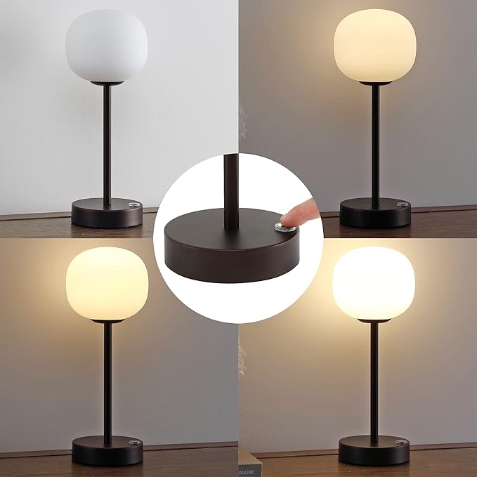 JONATHAN Y JYL7108B Natalia 12.25" Bohemian Farmhouse Iron Rechargeable Integrated LED Table Lamp Contemporary Bedside Desk Lamp for Bedroom Living Room Office, Oil Rubbed Bronze/White