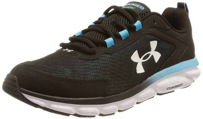Under Armour Men's Charged Assert 9, (009) Black/Blue Surf/White, 8.5, US