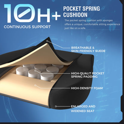 GTPLAYER Gaming Chair Fabric with Pocket Spring Cushion, High Back Ergonomic Computer Chair with Footrest for Adults Lumbar Support Swivel Game Chair for Office Gaming 350LBS, Black