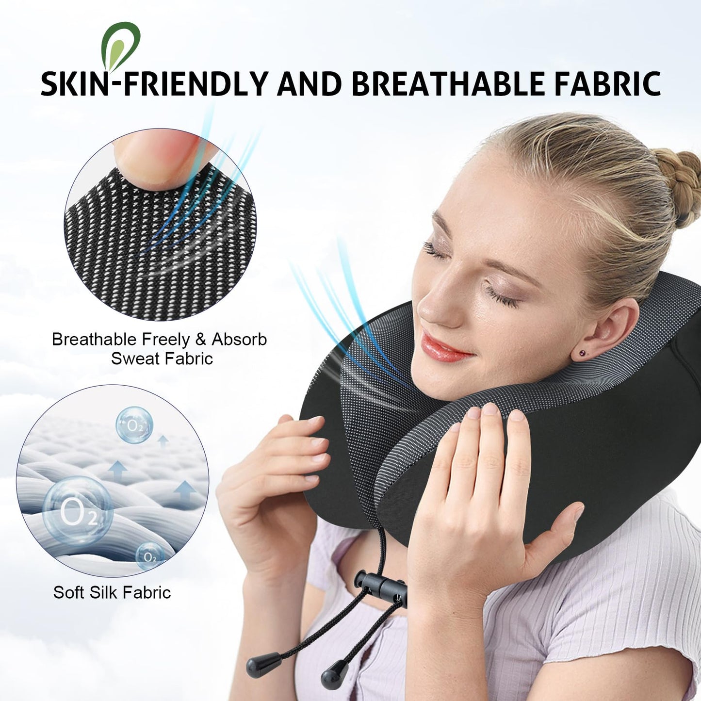 Jiancrate Travel Pillow for Neck Memory Foam, Hooded Travel Neck Pillow for Adults, Comfortable Neck Pillow for Travel with Hoodie, Flight Pillow, Airplane Pillow, Travel Cushion for Plane Car Train