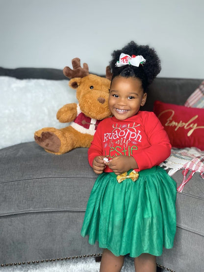 Unique Baby Girls Reindeer is My Bestie Christmas Tutu Dress (6) Red