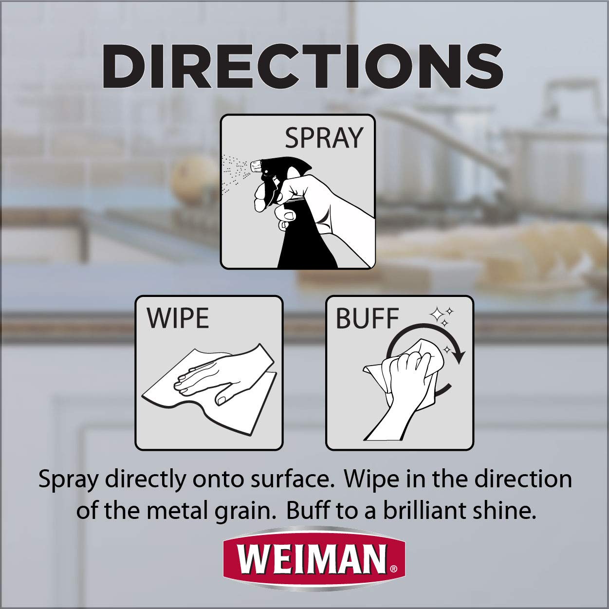 Weiman Stainless Steel Cleaner & Polish, 12 fl oz (355ml)