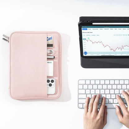 MoKo 9-11 Inch Tablet Sleeve, Protective Carrying Bag with Two Compartments Fits New iPad Air/Pro 11 inch 2024, iPad Air 5/4th 10.9, iPad 9/8/7th 10.2, iPad 10th 10.9, Tab S8/S9 11, Pink
