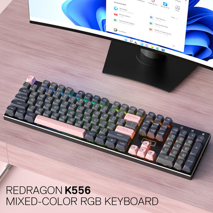 Redragon K556 PRO Upgraded Wireless RGB Gaming Keyboard, BT/2.4Ghz Tri-Mode Aluminum Mechanical Keyboard w/No-Lag Connection, Hot-Swap Linear Quiet Red Switch