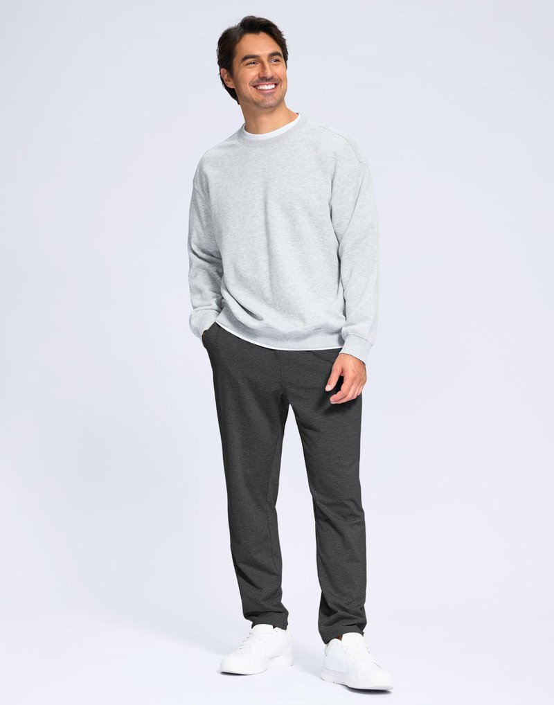 G Gradual Men's Fleece Lined Pants with Zipper Pocket Winter Warm Athletic Joggers Sweatpants for Men Workout Running Gym(Charcoal,L)