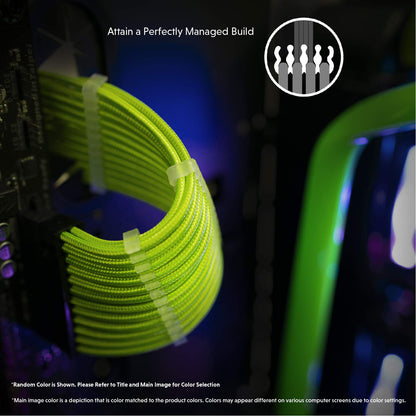 LINKUP - AVA 30cm PSU Cable Extension Sleeved Custom Mod GPU PC Braided w/Comb Kit | 1 x 24 P (20+4) | 1 x 8 P (4+4) CPU | 2 x 8 P (6+2) GPU set | 300mm - OrangeBlack