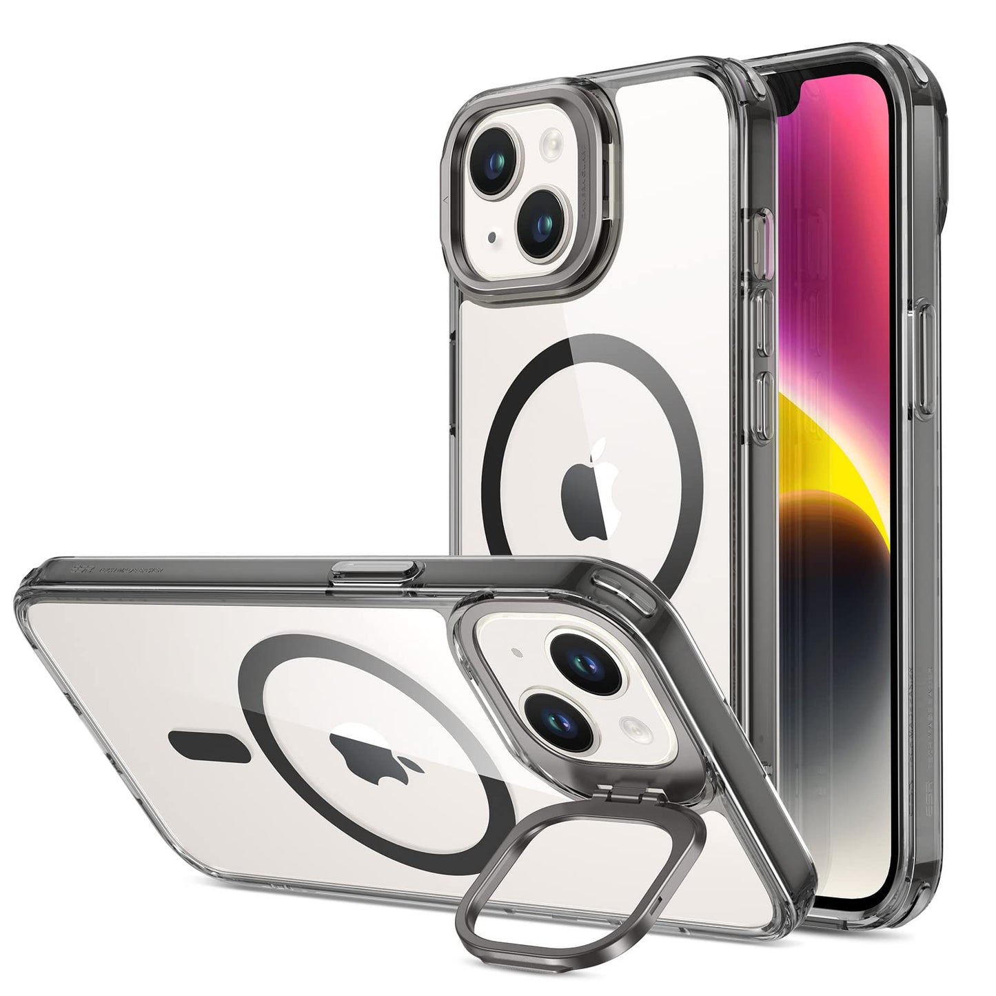 ESR Silicone Case for iPhone 17, Built-in Camera Stash Stand Compatible with MagSafe, Military-Grade Drop Protection Magnetic Phone Case for iPhone 17, Cloud Series, Rosy Pink