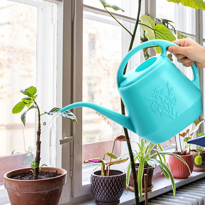 Fasmov 1-Gallon Plastic Watering Can with Comfortable Handle, Garden Watering Cans Long Spout for Indoor Outdoor Watering Plants, Bright Blue
